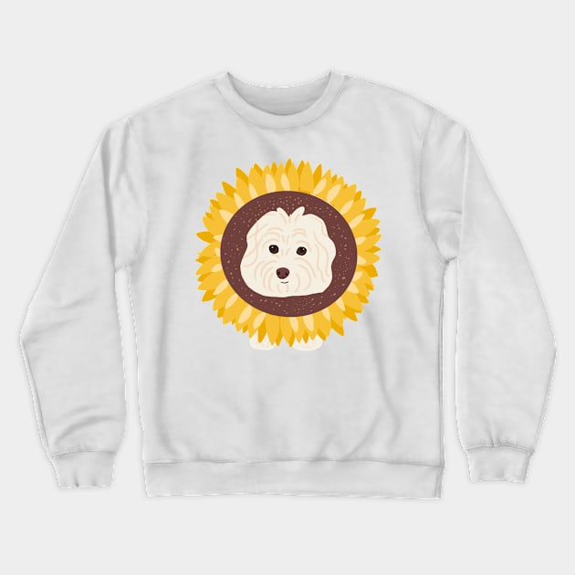 Sunflower Maltipoo Crewneck Sweatshirt by PatternbyNOK